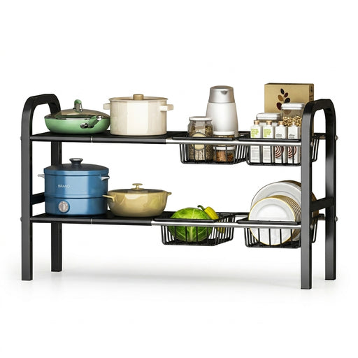 2-Tier Expandable Under-Cabinet Organiser – Adjustable Under-Sink Storage for Kitchen & Bathroom