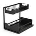 Under‑sink 2‑Tier Pull‑Out Storage Organiser – 36×27×28cm, Black or White