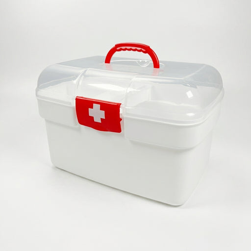 2-Tier Plastic Medicine Box with Handle — Large Capacity First‑Aid Organiser