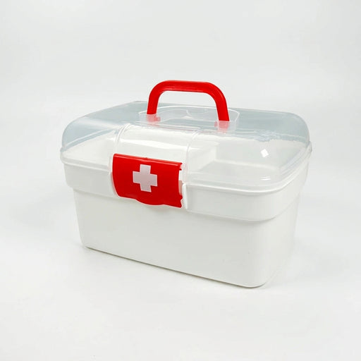 2-Tier Plastic Medicine Box with Handle — Large Capacity First‑Aid Organiser