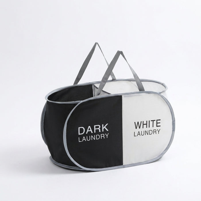 Large Foldable Laundry Hamper with Handles — Fabric Sorting Basket, Collapsible Organiser