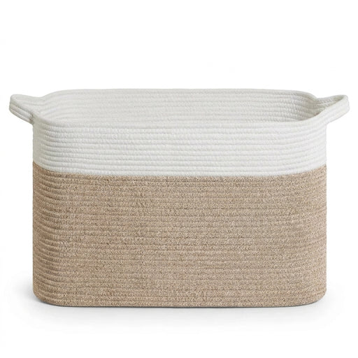 Large Cotton Rope Storage Basket — Foldable Laundry & Blanket Bin (55×38×30 cm)