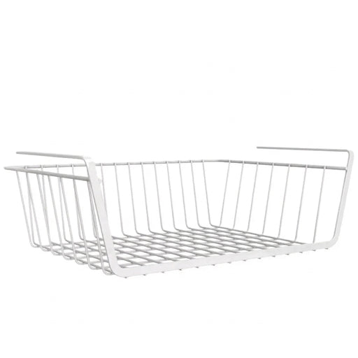 Large Capacity Hanging Under-Cabinet Metal Storage Basket – Single Tier, White or Black