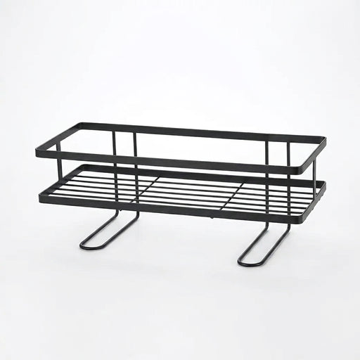 Non-Perforated Single-Tier Bathroom Storage Rack — Compact Toilet Shelf (White/Black)