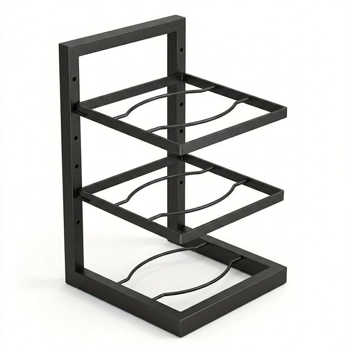 Under-Cabinet Pot & Pan Organiser Rack — Height Adjustable, Heavy-Duty Stainless Steel (3/4/5 Tier, Black)