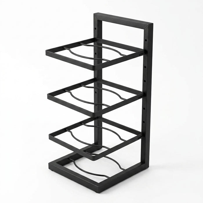 Under-Cabinet Pot & Pan Organiser Rack — Height Adjustable, Heavy-Duty Stainless Steel (3/4/5 Tier, Black)