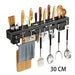 Stainless Steel Wall-Mounted Knife Holder — Nail-Free, Black (30/40/50cm)