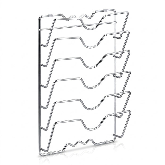 Wall-Mounted 5-Layer Pot Lid Rack – Chrome Steel Kitchen Storage