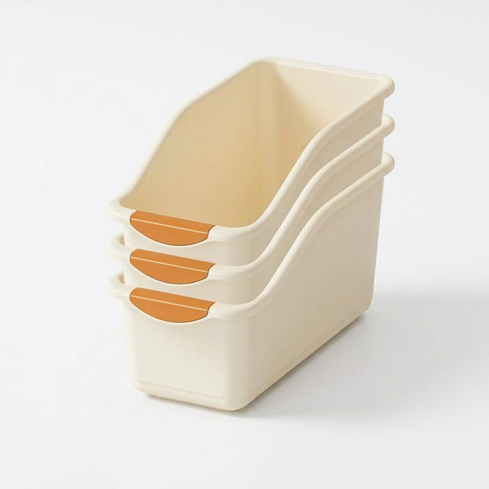 Multi‑Functional Stackable Storage Boxes — Curved Space‑Saving Plastic Organisers (1 or 3, Orange/White)