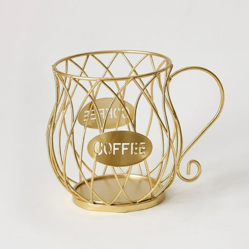 Gold or Black Wire Coffee Pod Organiser Caddy with 'Coffee' Sign — 2026