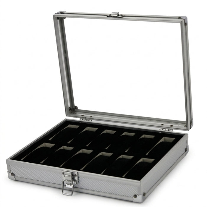 Aluminium-Frame Watch Storage Box — 6 / 12 / 24 Slot Display Case