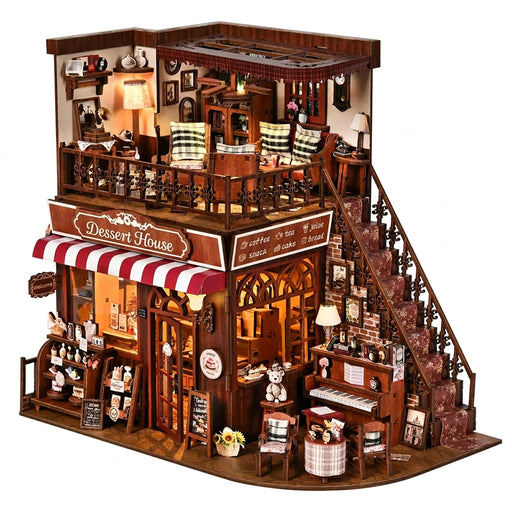 Cute Cake Shop 3D Wooden Book Nook Kit — DIY Miniature Bookshelf Dollhouse Bookend