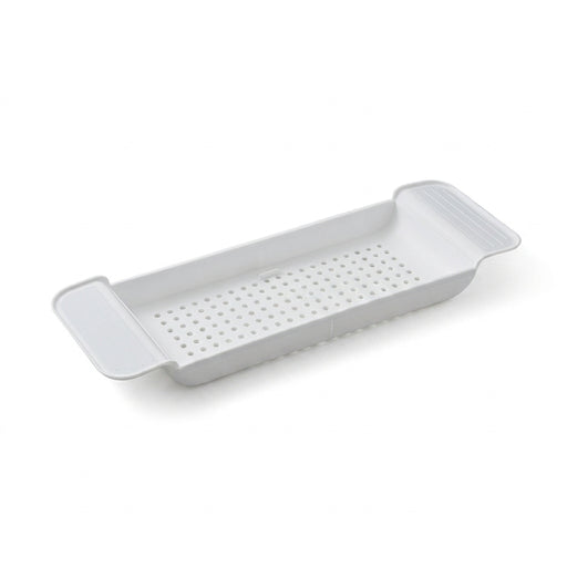 Extendable Bath Shelf Tray with Anti-Slip Phone & Tablet Holder — White or Grey