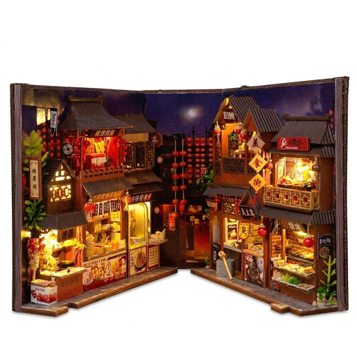 Retro Street-Food Book Nook DIY Wooden Miniature Kit — Shelf Insert