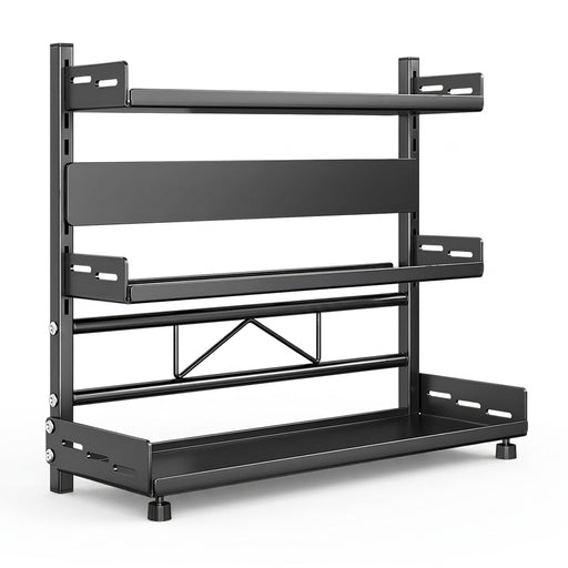 3-Tier Carbon Steel Kitchen Storage Rack for Spices & Utensils