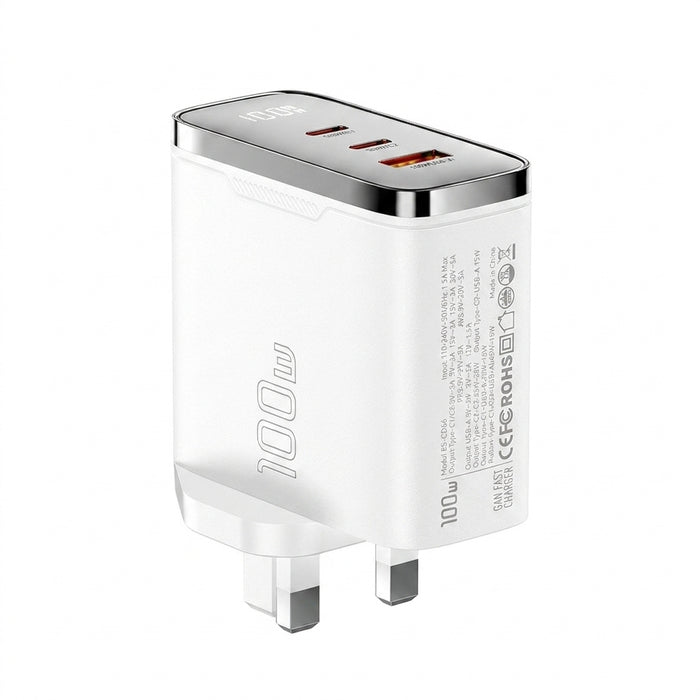 100W GaN USB-C Charger with Digital Display — PD 3.2 & QC 4.0, USB-A + 2×USB-C