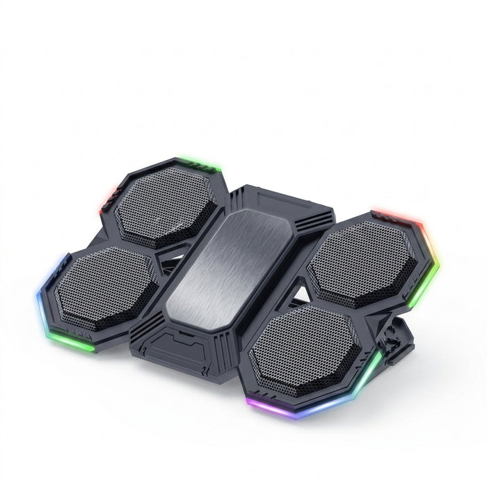 Gaming Laptop Cooler Pad — Six Fans, 15.6in Adjustable Stand with RGB & 2 USB Ports