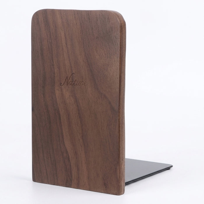 Walnut Desktop Bookend with Iron Plate