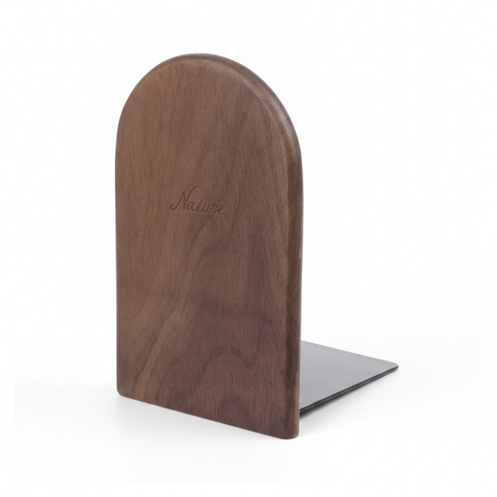 Walnut Desktop Bookend with Iron Plate