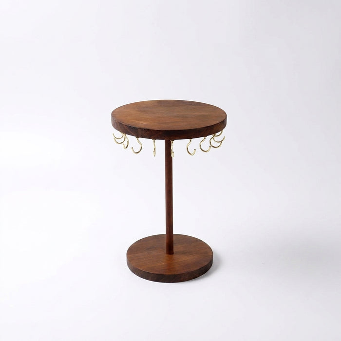 Walnut Wood Jewellery Display Stand – Desktop Necklace, Earring & Bracelet Rack