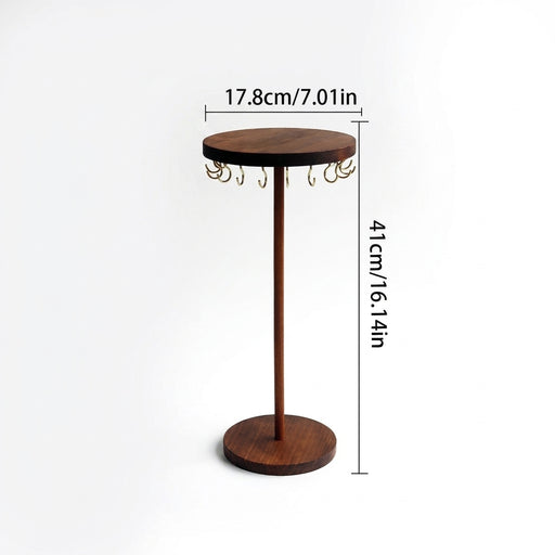 Walnut Wood Jewellery Display Stand – Desktop Necklace, Earring & Bracelet Rack