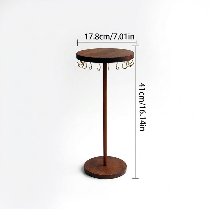 Walnut Wood Jewellery Display Stand – Desktop Necklace, Earring & Bracelet Rack