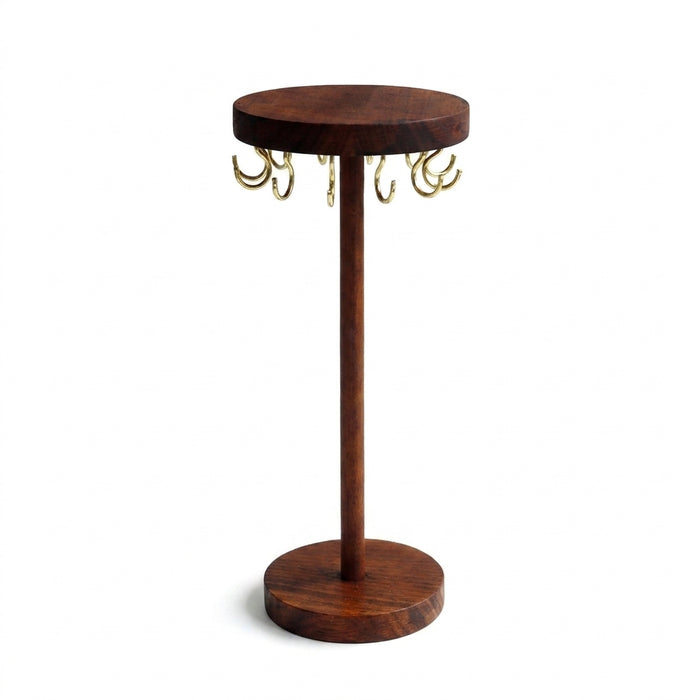 Walnut Wood Jewellery Display Stand – Desktop Necklace, Earring & Bracelet Rack