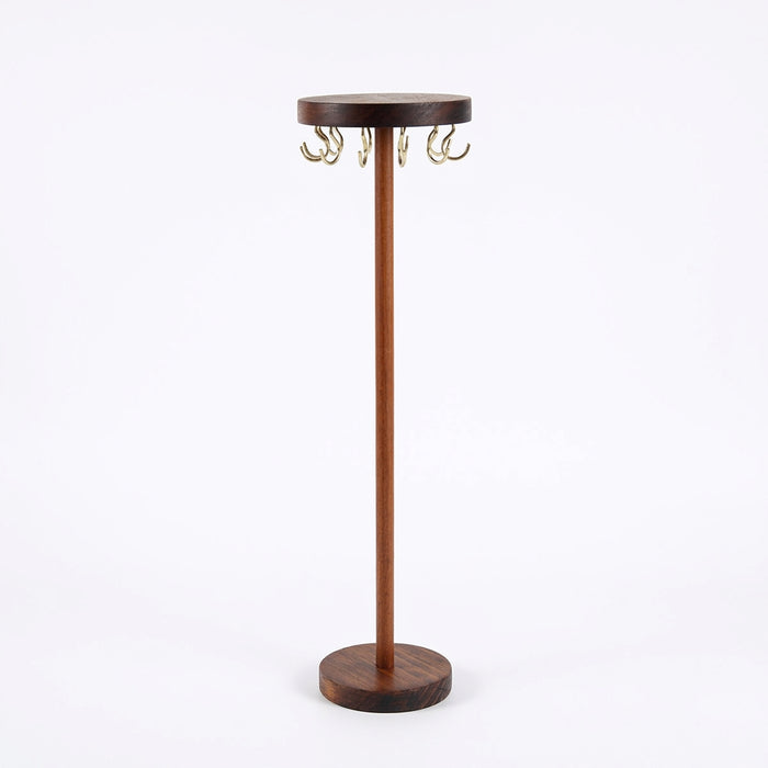 Walnut Wood Jewellery Display Stand – Desktop Necklace, Earring & Bracelet Rack