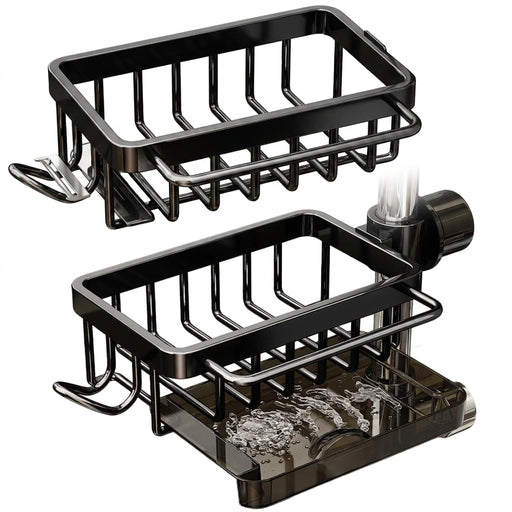 3-in-1 Kitchen Tap Organiser - Sponge & Brush Caddy with Drain Tray