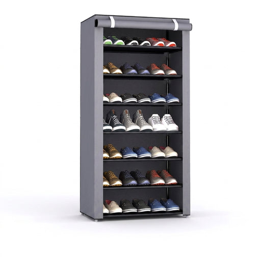 Multi-Tier Shoe Cabinet with Dust-Proof Rolling Shutter — 6/8/10 Tiers, Space-Saving
