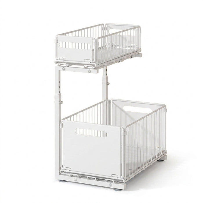2-Tier Pull-Out Under-Sink Organiser — Adjustable Kitchen Cabinet Rack