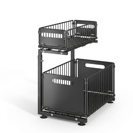 2-Tier Pull-Out Under-Sink Organiser — Adjustable Kitchen Cabinet Rack
