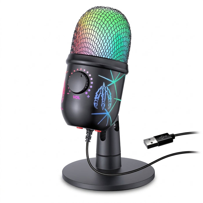 USB Condenser Microphone V5 for Streaming, Karaoke & Gaming – Noise‑Cancelling Tabletop with Phone Stand