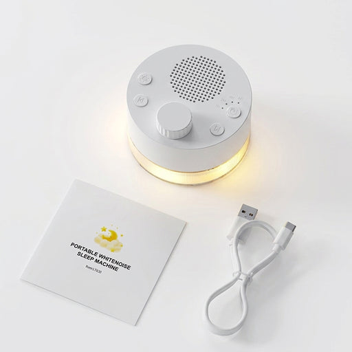 Portable White Noise Machine — 24 Soothing Sounds, Warm Night Light & Memory
