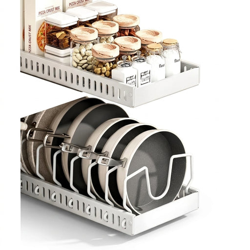 Pull-Out Kitchen Organiser — Pots, Pans & Lids, Ready-to-Use Rack