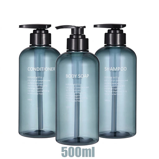 Refillable Pump Dispenser Set for Shampoo, Conditioner & Body Wash — 500 ml (1 or 3 pack)
