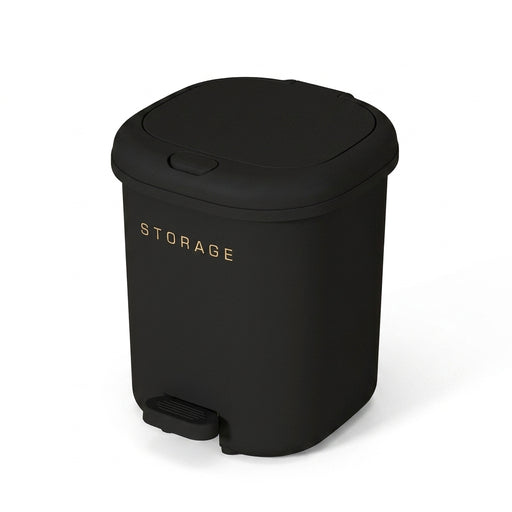 Black Matte Round Pedal Bin with Lid – Reusable PP, 12 L • 16 L • 22 L