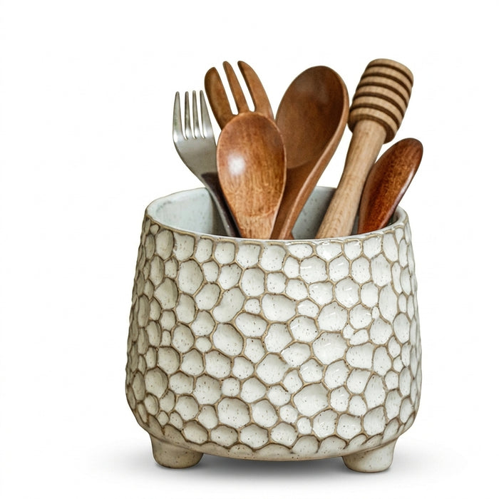 Pinecone Tripod Ceramic Storage Jar, 680ml — Decorative Kitchen & Home Storage