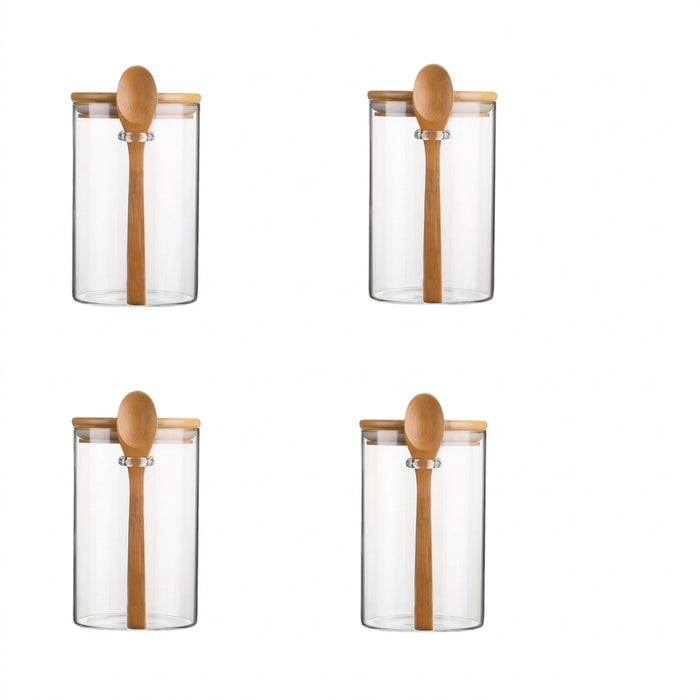 280ml Glass Storage Jar with Bamboo Lid & Spoon — 10oz Airtight Jar