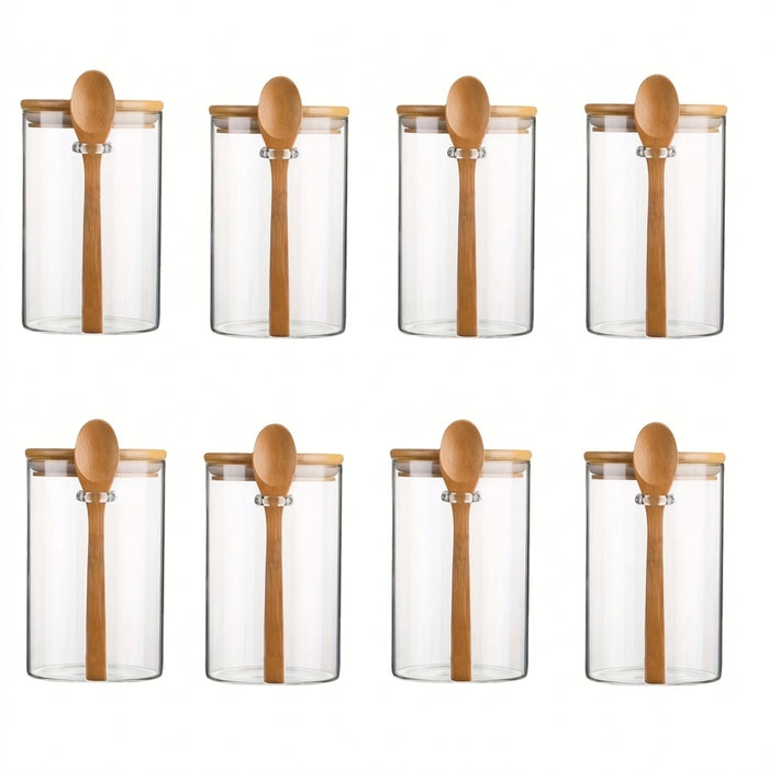 280ml Glass Storage Jar with Bamboo Lid & Spoon — 10oz Airtight Jar