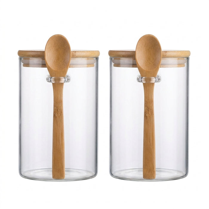 280ml Glass Storage Jar with Bamboo Lid & Spoon — 10oz Airtight Jar