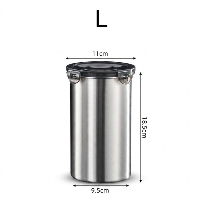 Stainless Steel Airtight Food Storage Jar — 500ml / 900ml / 1400ml, Sealed Canister with Locking Clamp