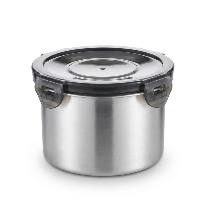 Stainless Steel Airtight Food Storage Jar — 500ml / 900ml / 1400ml, Sealed Canister with Locking Clamp