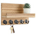 Wall-mounted Wooden Key and Mail Shelf with 5 Hooks