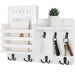 Rustic Wood Wall Mail Organiser with Key Hooks and Floating Shelf