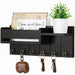 Rustic Wooden Wall Key Holder with Shelf — 6 Hooks & Mail Organiser