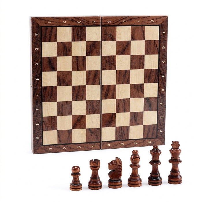Magnetic Foldable Solid Wood Chess Set - Portable Board, Educational Gift
