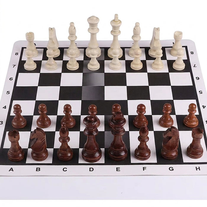 Wooden 32-Piece Chess Set — King 110mm with Leather Board, Gift for Teens & Adults