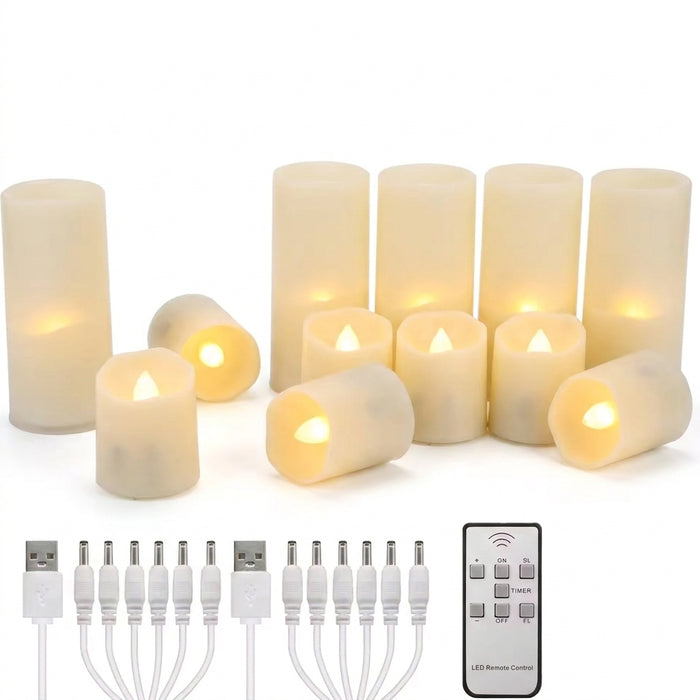 Rechargeable LED Tea Lights with Remote — Flameless Timer Candles (Warm & Colour)