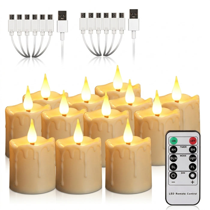 Rechargeable Waterproof LED Tea Lights with Remote Timer — Flameless Home & Wedding Candles